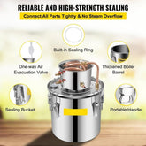 Moonshine Still Distiller 5Gal 21L Stainless Steel Water Distiller Copper Tube Home Brewing Kit Build-in Thermometer for DIY Whisky Wine Brandy Sliver